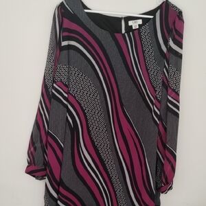 Cato Women's Pink and Black Swirl Pattern Blouse